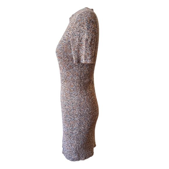 Madewell Ribbed Knit Fitted Dress in Marbled Brown Size Medium - Picture 3 of 7